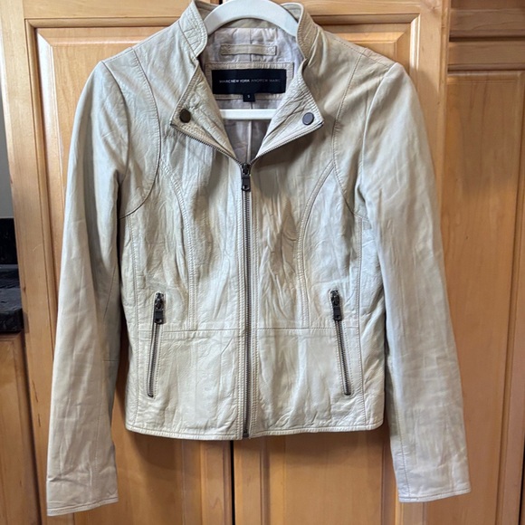 Beige Leather Jacket - Picture 1 of 6